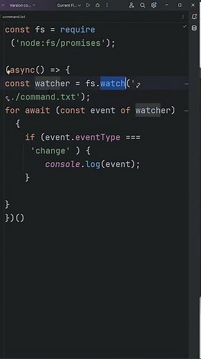 Watch for the file changes using fs.watch method in Nodejs
