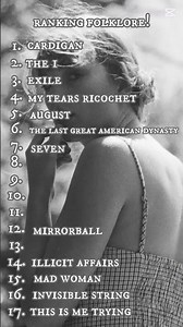 Ranking folklore by Taylor Swift