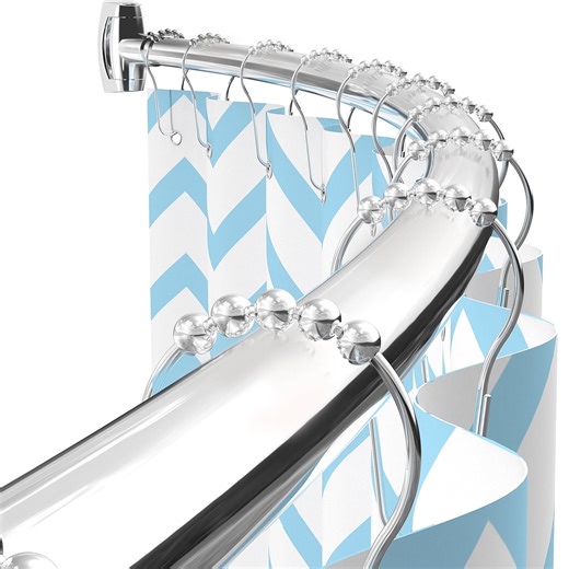 Yeabett Curved Shower Curtain Rod 43-72 Inches Adjustable, Shower Rods for Bathroom Aluminum Rustproof, Round shower curtain rod Expandable, Chrome