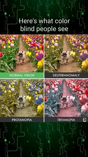 Here's how people with color blindness, or color deficiency, see the world! #colorblind #stem #optometry #science #color #optometrist #learnontiktok #ophthalmology #foryoupage