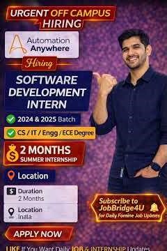 Automation Anywhere Software Engineering Internship 2025 | Freshers Eligible | Bengaluru Hiring 🚀