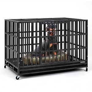 TIME RAY 48 Inch Heavy Duty Dog Crate for XL Large Dog,Indestructible High Anxiety Dog Cage for Indoor and Outdoor with Wheels and Removable Tray