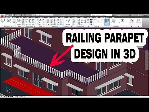 How to design Parapet with Railing Pipes in autocad 3D | cad tutorials