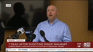 5K views · 105 reactions | MASS SHOOTING IN VIRGINIA: Police said during an update Wednesday morning that the shooter responsible for killing six people at a Virginia Walmart overnight was an employee of the store: https://bit.ly/3tVvWKe | ABC15 Arizona | Facebook