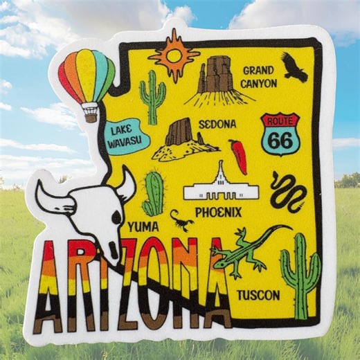 Arizona Sticker: State Map, Water-resistant Vinyl - Etsy