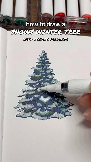 How to draw a winter tree | acrylic marker art #arttutorial #acrylicmarkers #art