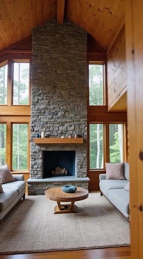 Rustic Luxury Cabin Tour | Stone Fireplace & Stunning Forest Views 🌲🔥