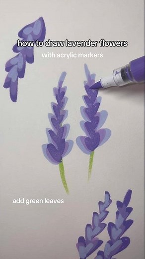 how to draw lavender flowers easy art tutorial #arttutorial #lavender #flowers #acrylicmarkers