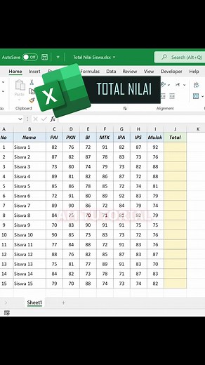 334K views · 4.9K reactions | totalin nilai siswa dengan cepat dengan shortcut key di excel #microsoftword #belajarngetik #belajarexcel #belajarkomputer #tutorialkomputer | AM Tutorial | Facebook