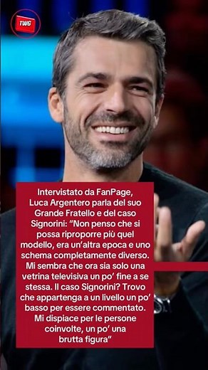 Luca Argentero parla del suo Grande Fratello e del caso Signorini