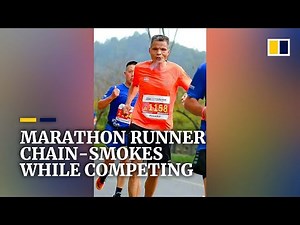 Chinese runner goes viral for chain-smoking his way through marathon