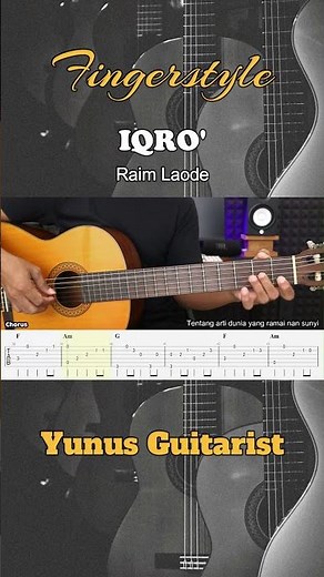 IQRO' - Raim Laode - Fingerstyle Guitar Tutorial + TAB & Lyrics #fingerstyle