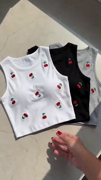 Set Crop Tops Verano Cerezas Calidad Precio 10/10