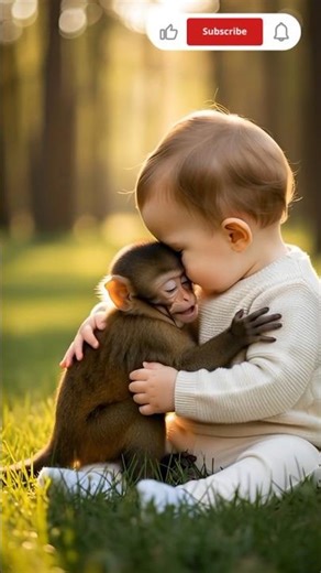 Adorable Baby Kisses Little Monkey!