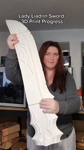 Marina 🇫🇷 3D Model & 3D Print for Cosplay - League of Legends on Instagram: "My progress on 3D printing Lady Liadrin's sword from World of Warcraft 🔥 It's a commission I'm working on and I'm really looking forward to having all the pieces so I can hold it in my hands ! Find all my 3D models & prints on my website. Custom 3D commissions available. www.darrkarra.com 👾Marina, 3D artist specializing in 3D printing for video game and cosplay enthusiasts. #3dprinting #cosplay #commissionopen #3Dmo