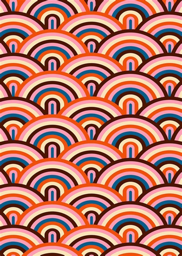 'Retro Rainbow Pattern' Poster, picture, metal print, paint by Supartini Partini | Displate