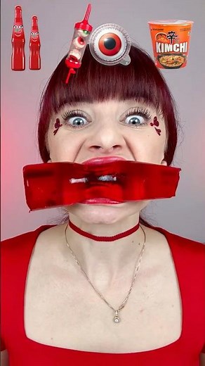 ASMR Jelly Bottle Candy, Gummy Eyeballs, Ramen #mukbang #funny