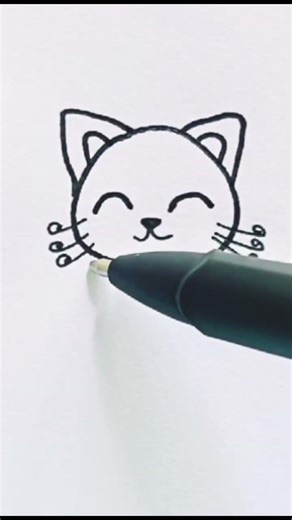 Easy drawing of a cat step by step drawing #simple #art #satisfying