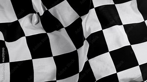 Checkered Race Flag. Slow Motion Wavy closeup fabric fluttering Racing Flags background. Formula One flag car motor sport.