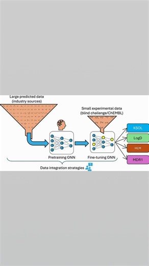 Data-centric ADME prediction using simple GNNs with multitask pretraining on large predicted-label datasets, followed by fine-tuning on scarce experimental data. Validated in the ASAP-Polaris-OpenADMET blind challenge. ACS Publications #JCIM | Ken Thai