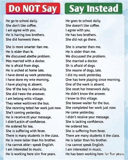 correct Vs wrong sentences for beginners.....