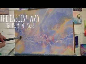 How To Paint The EASIEST SKY EVER! Using A FILBERT BRUSH| ACRYLIC PAINTING |STEP BY STEP