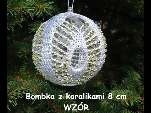 Peacock Feather Crochet Bauble with Beads 8 cm, CROCHET BALL pattern