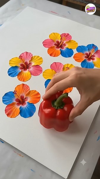 Amazing Painting Hack Using a Bell Pepper #art #craft #vairal #shorts