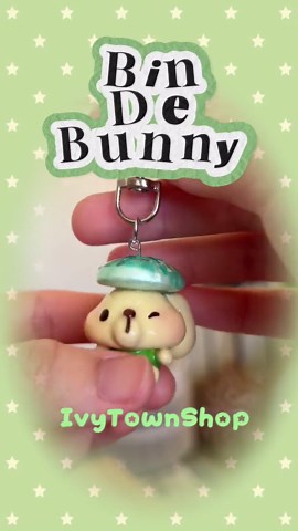 Handmade Bunny Keychain - Beige Rabbit With Green Jellyfish Hat - Etsy