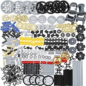 Habow 270pcs Technic-Parts Gears-Axle-Pin-Connector Compatible with Lego-Technic, Wheels Link Chain Gear Rack Steering Wheel Technic Bush Hook Tow Ball String Reel Differential. MOC Building-Blocks.