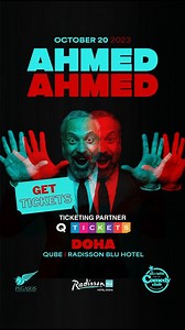 He's the comedian who's making the Middle East laugh. Ahmed Ahmed is coming to Doha with his brand-new comedy show, and it's going to be a night you won't forget. With his sharp wit and observational humor, Ahmed Ahmed will take you on a hilarious journey through his life as a Middle Eastern comedian. 💵 QAR100 🗓 October 20, 2023 ⌚ 8:00PM 📍 Radisson Blu Hotel 🎭 Comedy Tickets at www.q-tickets.com #AhmedAhmedComedyShow #ComedyMiddleEast #ComedyQatar #QTickets | Q-Tickets