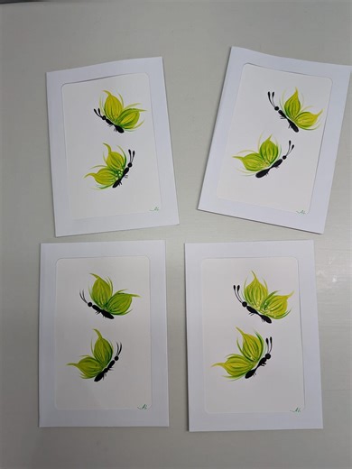 Handmade Floral Butterfly Cards Set, Green Botanical Greeting Cards, Ukrainian Style Art, Blank Note Cards Gift Set - Etsy