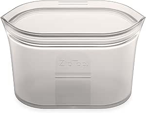 Zip Top Reusable Food Storage Bags | Small Dish [Gray] | Silicone Meal Prep Container | Microwave, Dishwasher and Freezer Safe | Made in the USA
