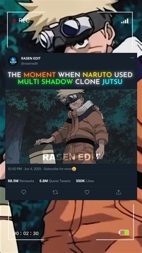 The moment when Naruto used multi shadow clone jutsu for 1st time #naruto #anime #shorts