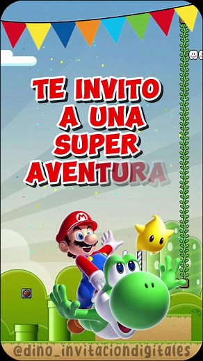 Invitación de Mario Bros Editable Gratis - Tarjeta de Cumpleaños
