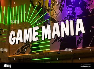 Game Mania shop logo, a Dutch store where you can buy video games Stock Photo - Alamy