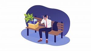 Anxiété panique masculine isolée animée. séquences vidéo hd de caractère 2d plat en boucle. animation colorée sur le problème de la provision familiale sur fond blanc avec transparence du canal alpha pour le site Web, les médias sociaux