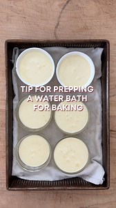 Peeps, next time you’re ready to whip up some tiny little steamed puddings or cakes, might I suggest you take advantage of this tip? Place a towel down in the pan that you place your ramekins in, to insulate them and also to stop them from moving around in the oven. This is a perfect tip to take advantage of when making my lemon pudding cakes. Comment PUDDING and I will DM you the recipe. #puddingcake #bakingtips | Jessie Sheehan Bakes
