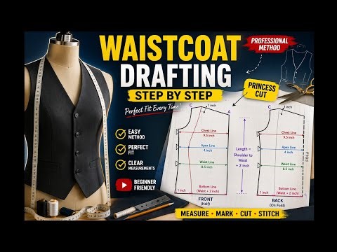 Waistcoat Drafting Step by Step | Princess Cut Vest Pattern for Beginners