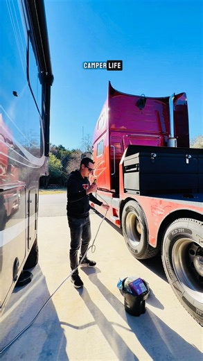 Camper life and TRYING to fix our new HDT rv hauler 🫣 after someone hit it and drove away..I mean, what’s another semi truck project at this point right?! #truck #camperlife #lifestyle | Livin' That Fun Life