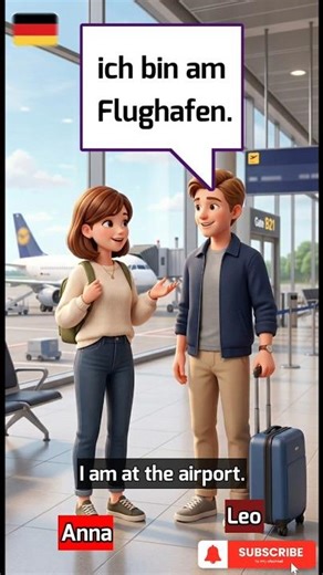 At the Airport ✈️ | German A1 Conversation #shortvideo #deutsch