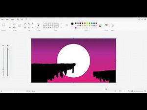 Ms Paint Drawing | How to Draw Cliffs with Moon | Full Guide