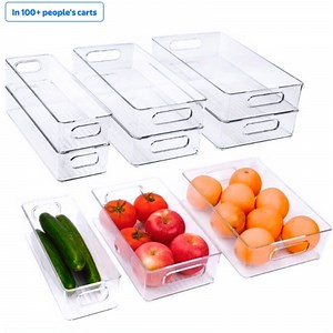 ZHOHO TANT Clear Stackable Plastic Storage Bins with Handles, 6 Pack, 3 Sizes for Kitchen Organization