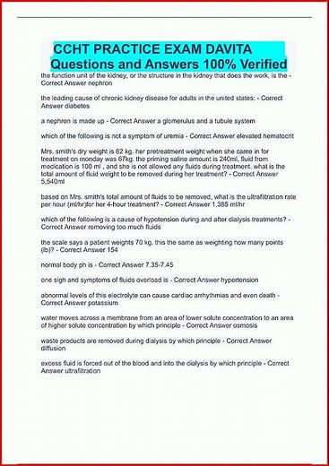 Ccht Practice Exam Davita Questions And Answers 100 Verifiedupdate video