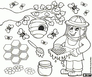 The work of the beekeeper coloring page printable game