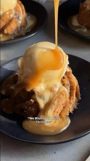 Homemade Figgy Pudding with Bourbon Caramel Sauce
