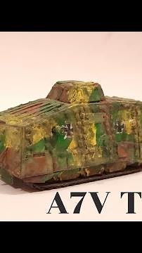 how to make a german A7V tank using cardboard at home||ww1 tanks