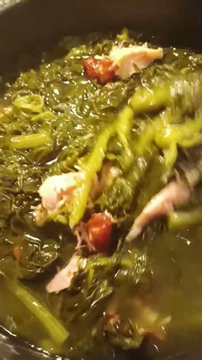 Turnip Greens cooking with Smoked Turkey