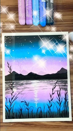 🌙 Moonlight Ocean Scenery Drawing | Easy Night Sea Art with Oil Pastels