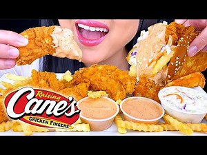 ASMR RAISING CANES FRIED CHICKEN FOOD HACK MUKBANG (EATING SOUNDS) EATING SHOW | ASMR Phan